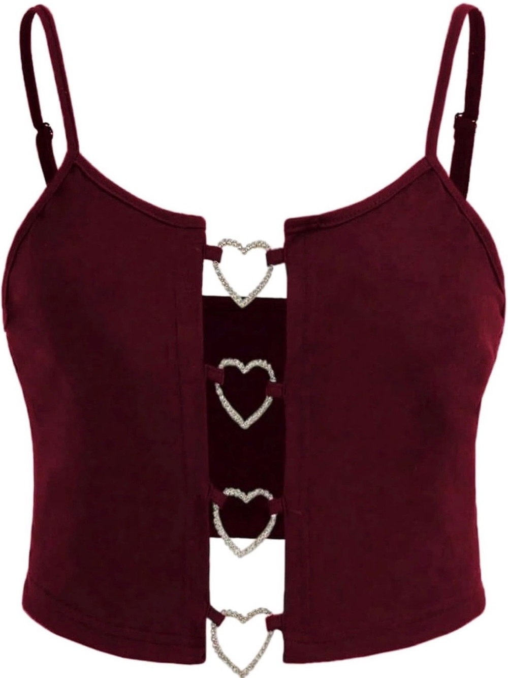 Women’s Burgundy Heart-Accent Cropped Cami Top